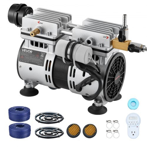 Pond Aerators, 5.2CFM Aeration System for Lake up to 3 Acres, 3/4 HP Air Compressor, 2 Diffusesr & Two100' Weighted Tubings, Aeration Pump for Outdoor Ponds & Lakes Deep Water Oxygen Circulation