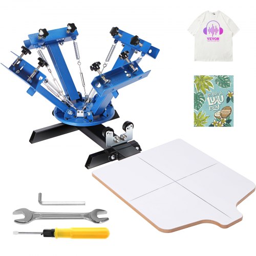 4 Color 1 Station Screen Printing Machine, 21.2x17.7in / 54x45cm Screen Printing Press 360¡ã Rotable Silk, Double-Layer Positioning Pallet for T-Shirt DIY Printing