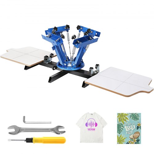Screen Printing Machine, 4 Color 2 Station, 360¡ã Rotable Silk Screen Printing Press, 21.2 x 17.7in / 54 x 45cm Screen Printing Press, Dual-layer Positioning Pallet for DIY T-shirt Printing