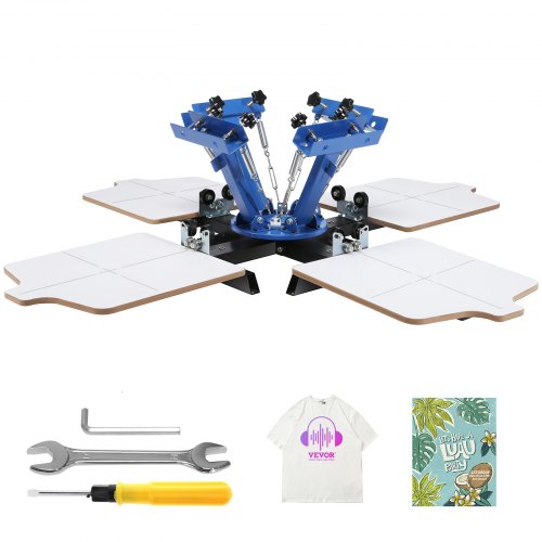 Screen Printing Machine, 4 Color 4 Station 360¡ã Rotable Silk Screen Printing Press, 21.2x17.7in Screen Printing Press, Double-layer Positioning Pallet for T-shirt DIY Printing