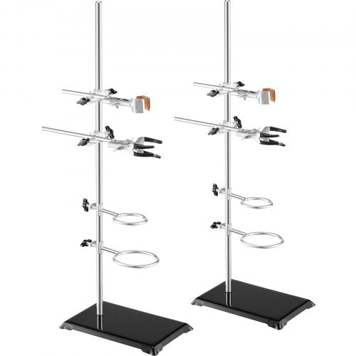 Lab Stand Support, Laboratory Retort Support Stand 2 Sets, Steel Lab Stand 23.6' Rod and 8.3' x 5.3' Cast Iron Base, Includes Flask Clamps, Burette Clamps and Cross Clamps