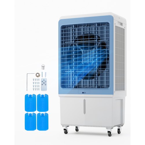 Evaporative Air Cooler, 4129 CFM with 12.7 Gallon Water Tank Swamp Cooler, Portable Cooling Fan with Remote Control, 12H Timer, 4 Ice Boxes, Quiet Operation, 3 Wind Speeds for Outdoor Indoor Use
