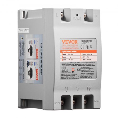 3 Phase Converter - 2HP 7A 220V Single Phase to 3 Phase Converter, 220V Input/Output, Digital Phase Shifter for Residential & Light Commercial Use (One Converter for One Motor Only)
