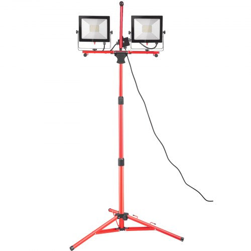 LED Work Light with Stand, 10000 Lumen Dual-head LED Work Light with 27.6\'-68.1\' Adjustable and Foldable Tripod Stand, IP65 Waterproofed LED Tripod Work Light, with 5000 Kelvin Color Temperatu