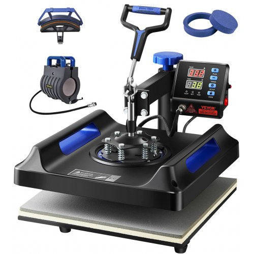 Heat Press, 15x15in Swing Away 5 in 1 Heat Press Machine, Digital Control Multifunctional Device, Quick Heating with Safety Features, Ideal for T-shirts, Hats, Caps, Mugs, Plates