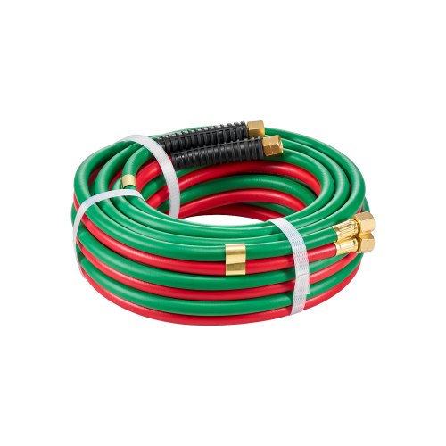 Oxygen Acetylene Hose, 1/4-Inch x 25FT Oxy Acetylene Hose with 9/16'-18 B Fitting, 300PSI T Grade Welding Cutting Torch Twin Hose, Compatible with Oxygen, Acetylene, Propane and Other Fuel Gases