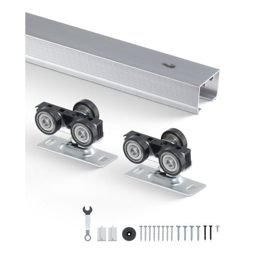 Sliding Pocket Door Hardware Track Kit, 5.73 ft Heavy Duty Pocket Door Hardware Kit, Commercial Grade Pocket Door Hardware and Track Set for 24'-36' Wide Single Door, Smoothly and Easy to Install
