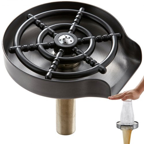 Glass Rinser, 10 Powerful Spraying Jets 360¡ã Rotating Cup Rinser for Sink, 304 Stainless Steel Faucet Cup Washer with ABS Cup Holder for Baby Bottle, Glass Cup, Wine Glass (Silver Grey Base)
