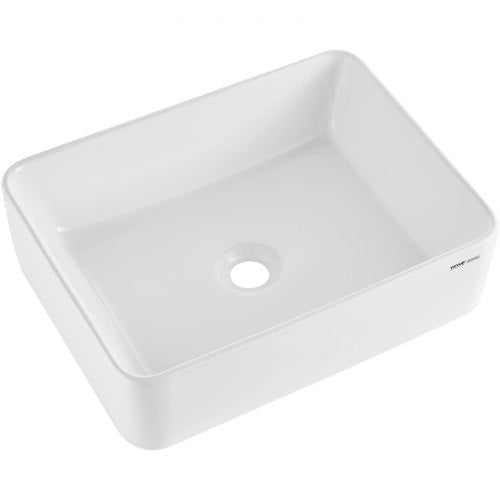 Rectangle Vessel Sink, 19' x 14.7' Bathroom Vessel Sink Countertop, White Ceramic Bathroom Sinks Above Counter, Modern Style, Bright and Elegant, Well-Packaged for Bathroom, Hotel, Toilet, RV
