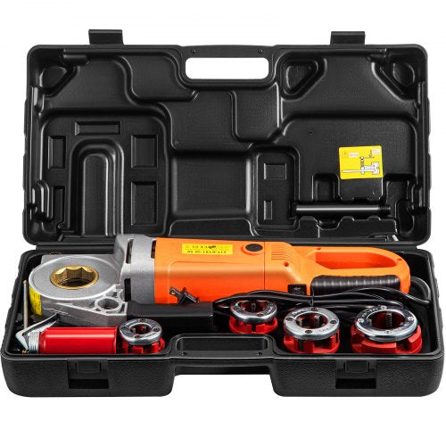 Electric Pipe Threader, 2300W Pipe Threading Machine with 4 Dies 1/2' - 1 1/4', 110V Hand-held Pipe Threader Machine with Copper Motor, Portable Electric Pipe Threading Kit with Carrying Case