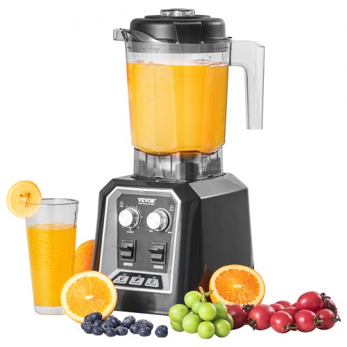 Professional Blender, Commercial Countertop Blenders, 68 oz Plastic Jar Blender Combo, Stainless Steel 3 Functions Blender, for Frozen Drinks, Shakes, Smoothies, Peree, and Crush Ice, Black