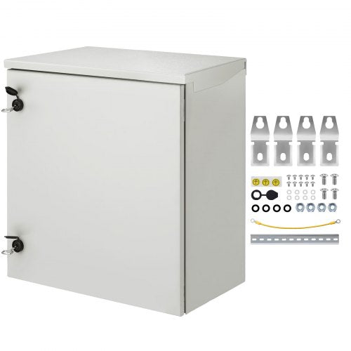 Electrical Enclosure, 24\'\' x 24\'\' x 12\'\', NEMA 4 Outdoor Enclosure, IP65 Waterproof & Dustproof Cold-Rolled Carbon Steel Hinged Junction Box for Outdoor Indoor Use, with Rain