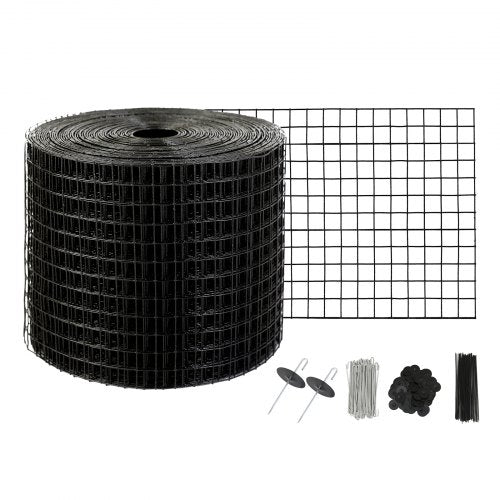 VEVOR 6 inch x 50ft Solar Panel Bird Guard, Critter Guard Roll Kit with 50pcs Stainless Steel Fasteners, Solar Panel Guard with Rust-proof PVC Coating, 1/2 inch Wire Roll Mesh