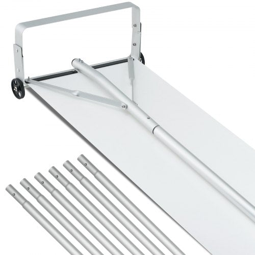 VEVOR Snow Roof Rake, 30ft Reach Aluminium Roof Shovel with Slide Cloth, Premium 19 Blade Snow Removal Tool, Safe on Roof with Roll Wheels, Anti-Slip Handle, Use for House Roof, Car Snow, Wet Leaves