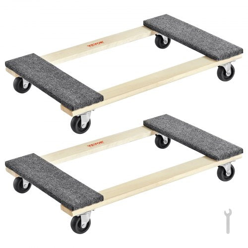 Furniture Dolly, 1000 lbs Each Load Capacity, 2 Packs, 18' x 30', 8 x 3' PP Swivel Casters, Heavy Duty Hardwood Furniture Moving Dolly, Mover's Dolly, Moving Cart with Wheels for Heavy Furniture