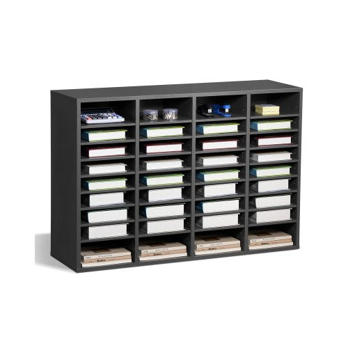 Literature Organizer, 36 Compartments Office Mailbox with Adjustable Shelves, Wooden Mailbox Sorter Medium Density Fiberboard Office Home Classroom Storage for Files, Documents, Papers, Grey