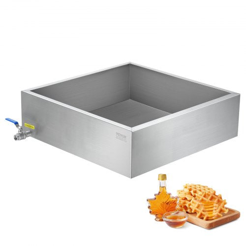 Maple Syrup Evaporator Pan, 17.5 Gallon, 254 Cups of 8.8oz Maple Syrup, Flat Evaporator Pan with 1 Valve and 3 Heating Methods, 304 Stainless Steel Maple Syrup Pan for Home, Outdoor