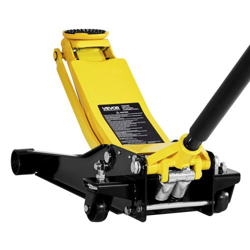 Low Profile Floor Jack, 2 Ton (4400 lbs) Capacity, Steel Racing Floor Jack with Dual Pistons Quick Lift Pump, Hydraulic Trolley Car Lift for Sports Cars, Sedans, Lifting Range 2.95-19.9 Inches