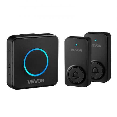 Wireless Doorbell Kit, IP54 Waterproof Door Chime Ranges up to 1000 ft, 5 Adjustable Volumes, 48 Ringtones, Easy Installation, Wireless Doorbell Ideal for Home, Doorway, Classroom, Office, Black