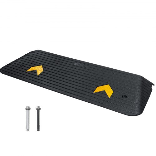 VEVOR Upgraded Rubber Threshold Ramp, 1.5 Rise Wheelchair Ramp Doorway, Natural Curb Ramp Rated 33069Lbs Load Capacity, Non-Slip Textured Surface Rubber Curb Ramp for Wheelchair and Scooter Black