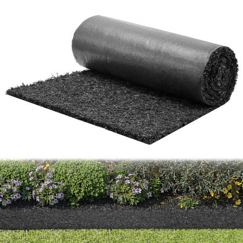 Rubber Mulch Mat Roll, 96 x 24 in Recycled Rubber Mulch Mat, 0.5 Thick Cuttable, Reduced Weed Growth, Natural-Looking Weed Barrier Mat, Permanent Walkway Pathway for Landscaping
