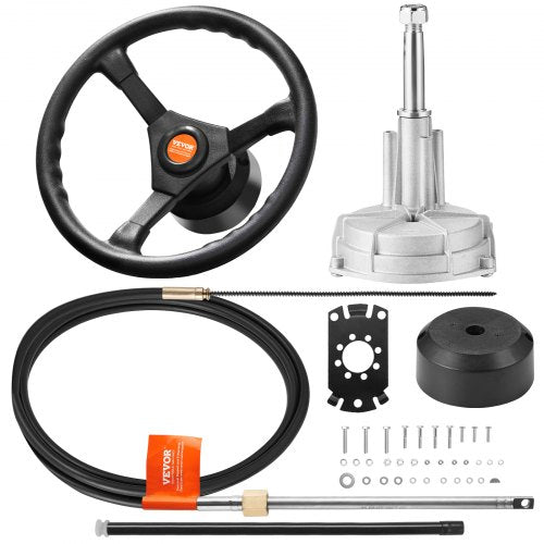 Outboard Steering System SS13715 Safe-T Quick Connect Rotary Steering System 15' Steering Cable With 13' Wheel Durable Marine Steering System