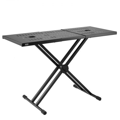 DJ Table Stand, (32'-43') x 18' Portable DJ Laptop and Controller Stand, Lightweight DJ Desk DJ Booth Adjustable Height DJ Stand, Foldable Double-X Keyboard Stand & Tabletop, Audio Mixer Stand