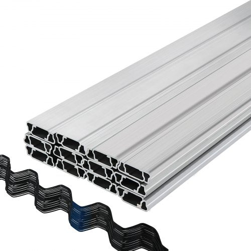 Spring Wire and Lock Channel, 6.56ft Spring Lock & U-Channel Bundle for Greenhouse, 40 Packs PE Coated Spring Wire & Aluminum Alloy Channel,Plastic Poly Film or Shade Cloth Attachment with Screw