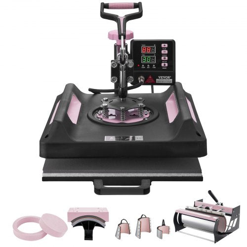 Heat Press Machine, 15 x 15 inch, 8 in 1 Heat Transfer Machine with 30 oz Tumbler Press, 360¡ã Swing Away Digital T-Shirt Pressing Machine, Teflon Coating, for T-Shirts/Mugs/Hats/Plates, Black