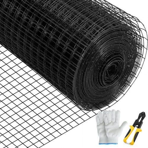 Hardware Cloth, 36' x 50' & 1'x1' Mesh Size, Galvanized Steel Vinyl Coated 16 Gauge Chicken Wire Fencing with A Cutting Plier & A Pair of Fabric Gloves, for Garden Fencing & Pet Enclosures,