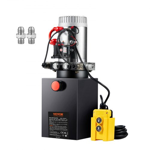 Hydraulic Pump, 8 Quart Hydraulic Power Unit, Double Acting Dump Trailer Pump, 0.91 GPM Flow Rate, 3200 PSI Max Relief Pressure, DC 12V Hydraulic Pump for Dump Trailer Car Lifting