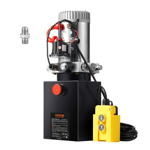 Hydraulic Pump, 8 Quart Dump Trailer Pump, Single Acting Hydraulic Power Unit, 3200 PSI Max Relief Pressure, 0.91 GPM Flow Rate, Hydraulic Pump Power Unit for Dump Trailer Car Lifting