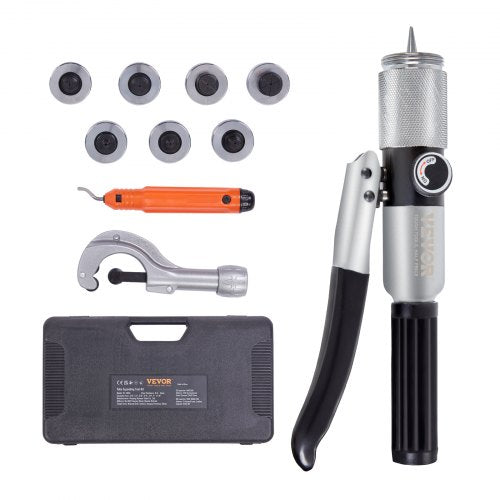 Hydraulic Tube Expander, 3/8' to 1-1/8' OD, HAVC Hydraulic Swaging Tool with 7 Pipe Expander Heads, Deburring Tool, Pipe Cutter for Copper Aluminum Brass Soft Steel Pipes