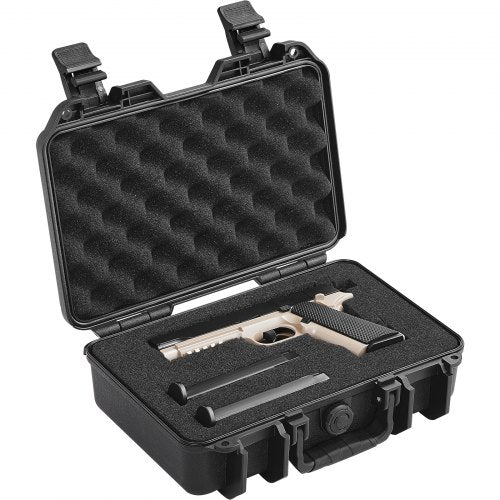 Hard Pistol Cases with Pre-cut PU Foam, Waterproof & Dustproof Hard Gun Case for 1 Pistol, 12.59¡Á9.01¡Á4.4 in Lockable Pistol Case, Black