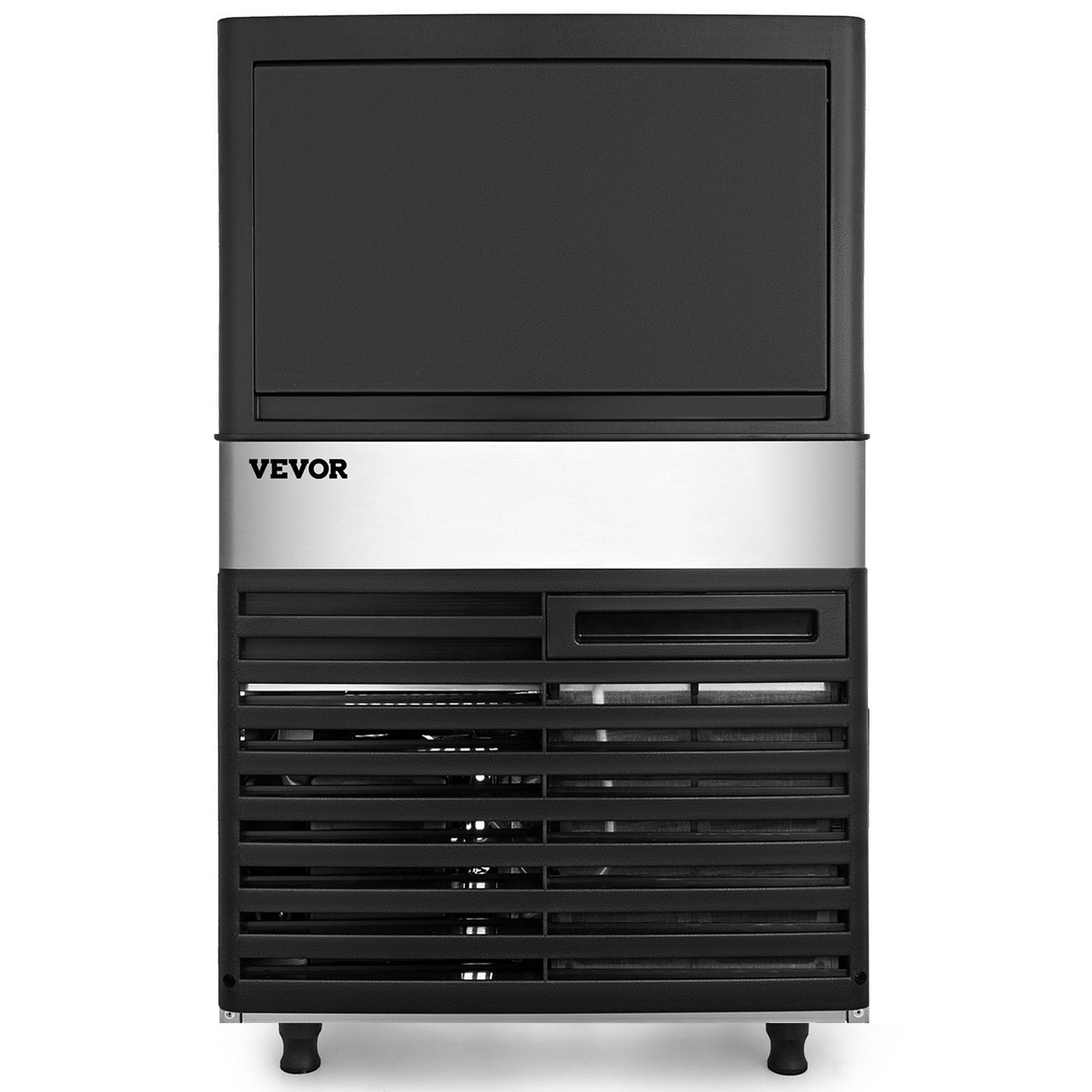 VEVOR 110V Commercial Ice Maker Machine 110LBS/24H with 39LBS Bin, LED Panel, Stainless Steel, Auto Clean, Include Water Filter, Scoop, Connection Hose, Professional Refrigeration Equipment