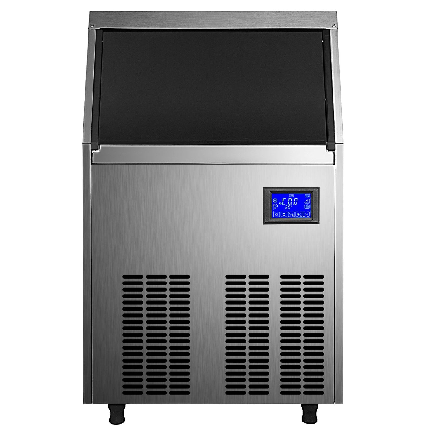 VEVOR 110V Commercial ice Maker Machine 90-100LBS/24H Stainless Steel Under Counter Ice Machine with 33LBS Bin for Home Bar, Electric Water Drain Pump,Water Filter,Scoops,Connection Hose Included
