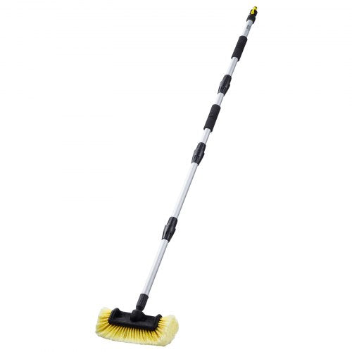 Car Wash Brush, 66.7-Inch Extendable Car Washing Brush with Long Handle, 12' Scratch-Free Soft PVC Bristle Head, Flow-Thru Car Cleaning Mop Kit with Water Hose Attachment for Car RV Boat