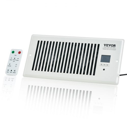 VEVOR Register Booster Fan, Quiet Vent Booster Fan Fits 4¡± x 10¡± Register Holes, with Remote Control and Thermostat Control, Adjustable Speed for Heating Cooling Smart Vent, White