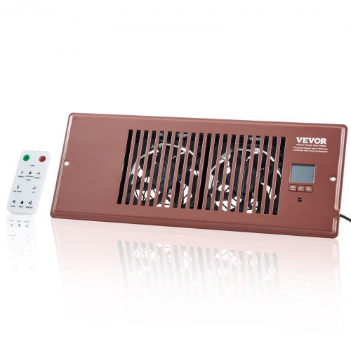 VEVOR Register Booster Fan, Quiet Vent Booster Fan Fits 4¡± x 12¡± Register Holes, with Remote Control and Thermostat Control, Adjustable Speed for Heating Cooling Smart Vent, Brown