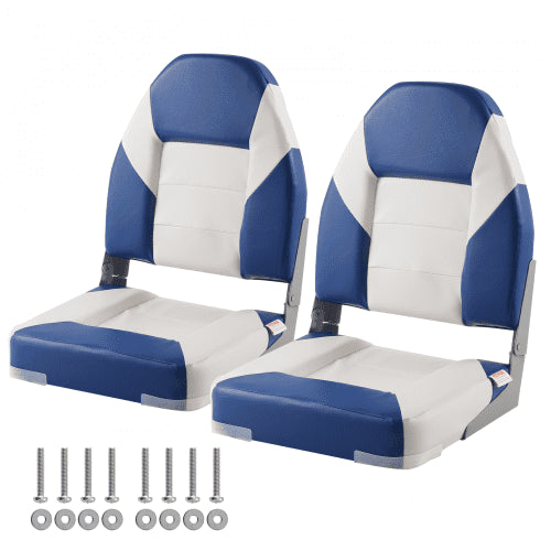 Boat Seats, 21.85' High Back Boat Seat, Folding Boat Chair with Thickened Sponge Padding and Hinge, Fold-Down Boat Captain Chairs for Fishing Boat, Sightseeing Boat, Speedboat, Canoe, 2-Pack