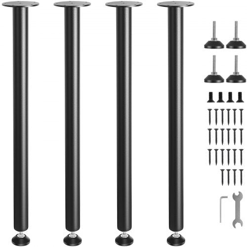 30 Inch Adjustable Desk Legs, Reinforced Steel Office Table Furniture legs Set of 4 for DIY, 1200 lbs Load Capacity Heavy Duty Desk Legs, Quick Instalation Legs with Adjustable Foot Cup Black
