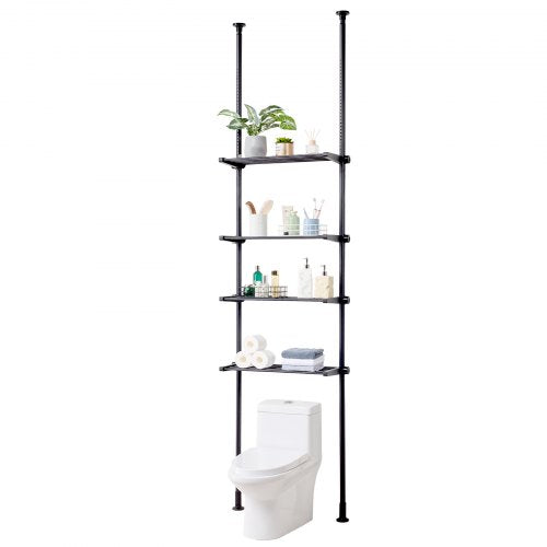 Over the Toilet Storage, 4-Tier Adjustable Over Toilet Bathroom Organizer, Low-carbon Steel 53'-132' Tall Storage Shelf Rack, Easy Assembly Laundry Space Saver, for Small Rooms, Fit Most Toilets