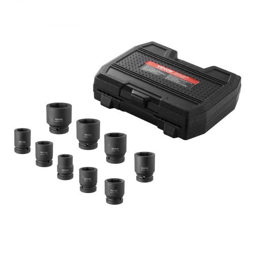 Axle Nut Impact Socket Set, 1' Drive 6-Point 9-Piece SAE Spindle Nut Socket Set, CR-MO Heat Treated Large Socket Set with Storage Case, for Auto Repair, Removing or Installing Axle Nuts