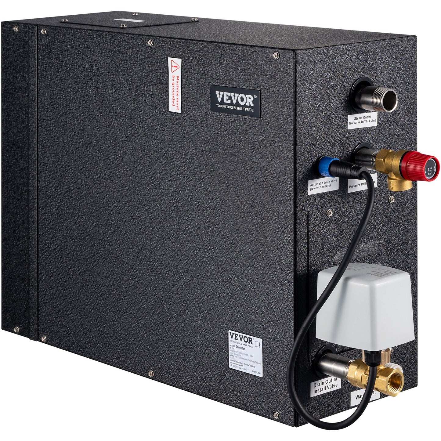 VEVOR Steam Shower Generator, 15 kW, Segmented Heating & Temperature Customization & 24h Timer Steam Bath Kit, Automatic Drainage Luxury Home Steam Shower System, Acrylic Room Max. 530 Cu. Ft.