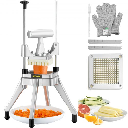 Commercial Vegetable Fruit Chopper 1/4' Blade Heavy Duty Professional Food Dicer Kattex French Fry Cutter Onion Slicer Stainless Steel for Tomato Peppers Potato Mushroom