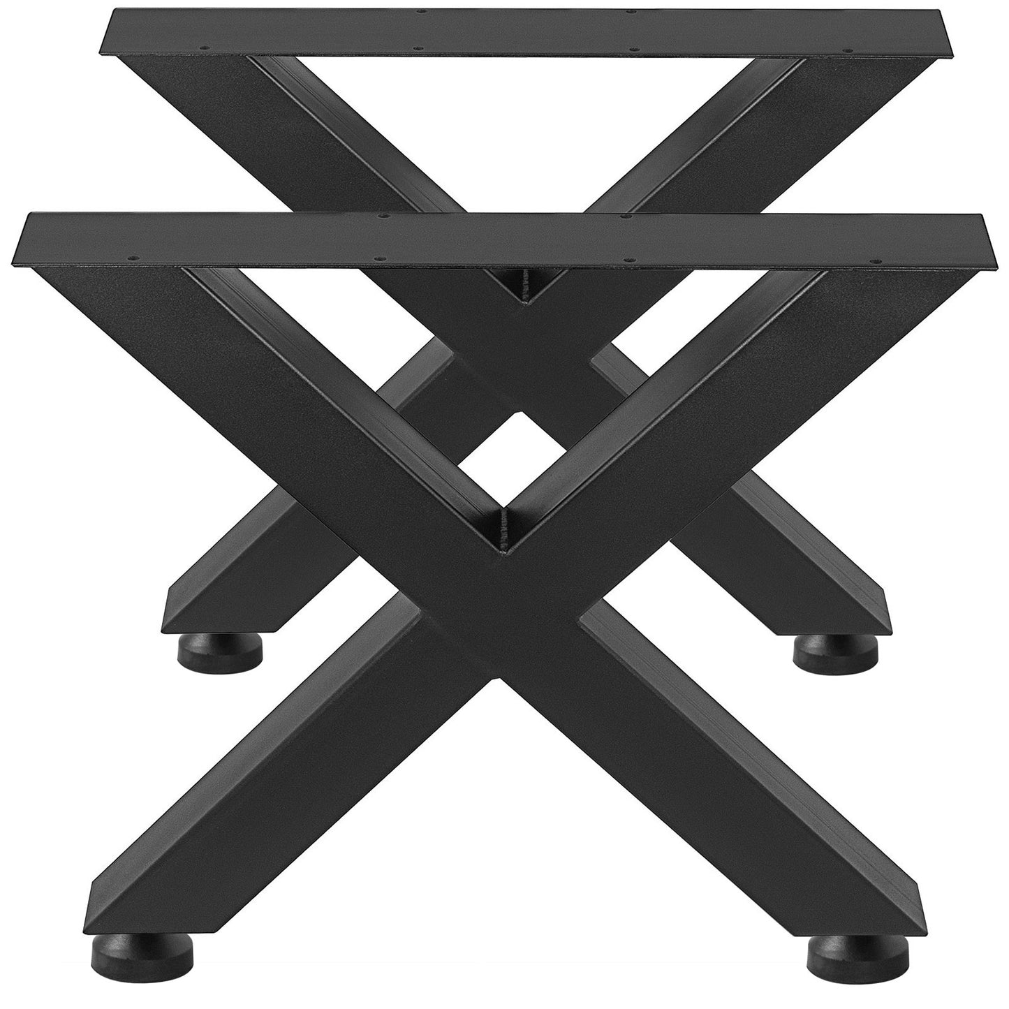 VEVOR Set of 2 Steel Table Legs, 16''Height 15''Wide Dining Table Legs, Heavy Duty 3.1 Square Box Section X Frame Table Legs, 16x15x3.1 Inch Black Color Industrial Country Style Metal Dining Legs