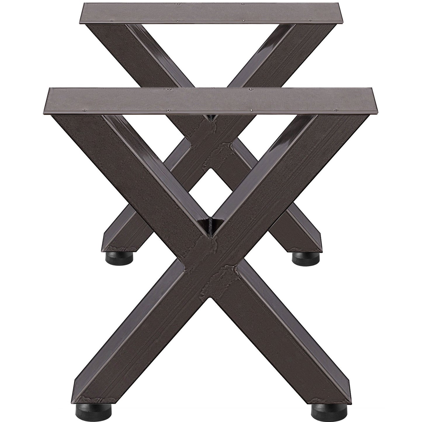 VEVOR Set of 2 Steel Table Legs, 28''Height 24''Wide Dining Table Legs, Heavy Duty 3.1 Square Box Section X Frame Table Legs, 28x24x3.1 Inch Original Color Industrial Country Style Metal Dining Legs