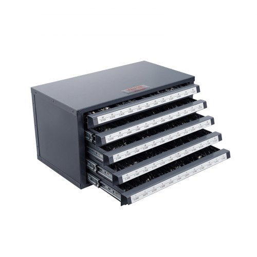Drill Bit Dispenser Cabinet, Five-Drawer Drill Bit Organizer Cabinet for #1 to #60 Steel Drill Dispenser Organizer Cabinet with Labels, Stackable Drill Dispenser for Drill Bit Storage