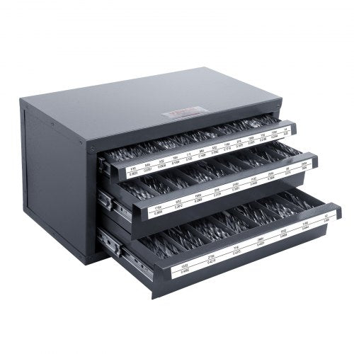 Drill Bit Dispenser Cabinet, Three-Drawer Drill Bit Organizer Cabinet for 1/16' to 1/2', Steel Drill Dispenser Organizer Cabinet with Labels, Stackable Drill Dispenser for Drill Bit Storage