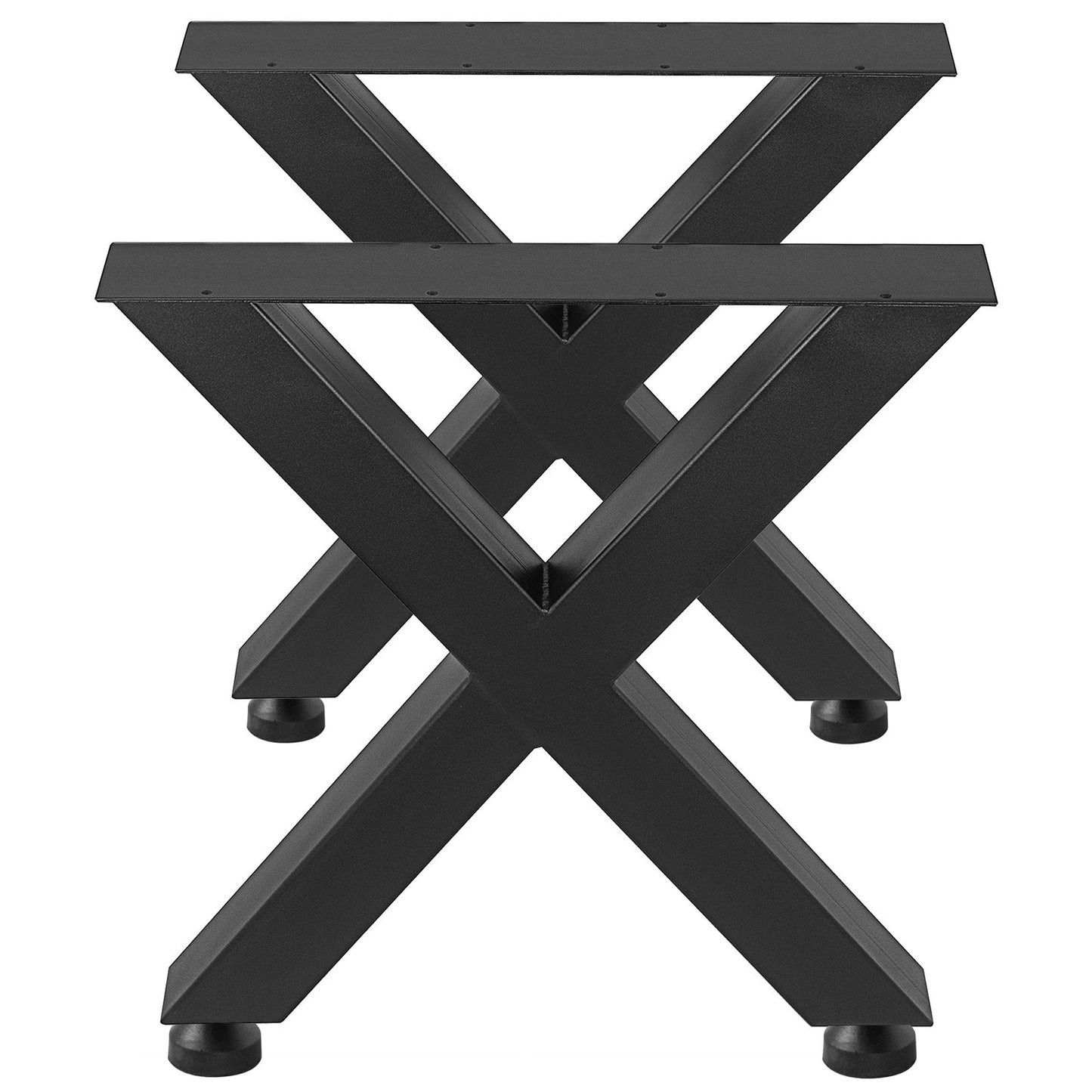 VEVOR Set of 2 Steel Table Legs, 28''Height 24''Wide Dining Table Legs, Heavy Duty 3.1 Square Box Section X Frame Table Legs, 28x24x3.1 Inch Black Color Industrial Country Style Metal Dining Legs
